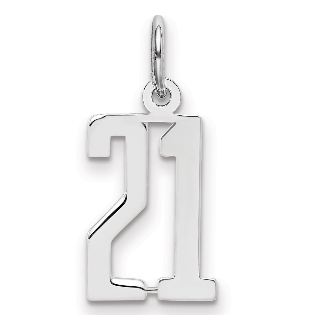 Sterling Silver/Rhodium-plated Elongated Number 21 Charm