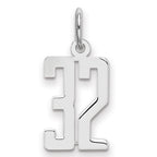 Sterling Silver/Rhodium-plated Elongated Number 32 Charm