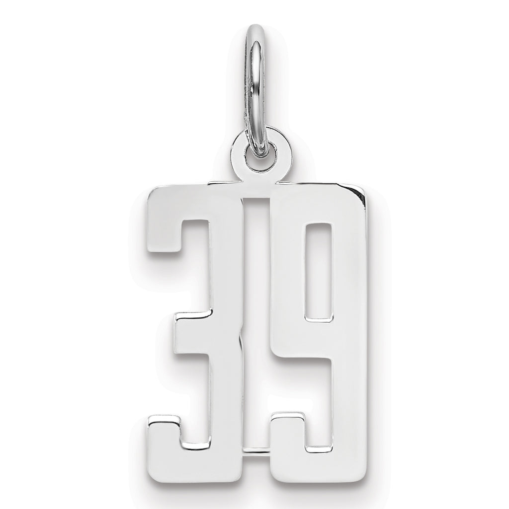 Sterling Silver/Rhodium-plated Elongated Number 39 Charm