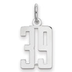 Sterling Silver/Rhodium-plated Elongated Number 39 Charm