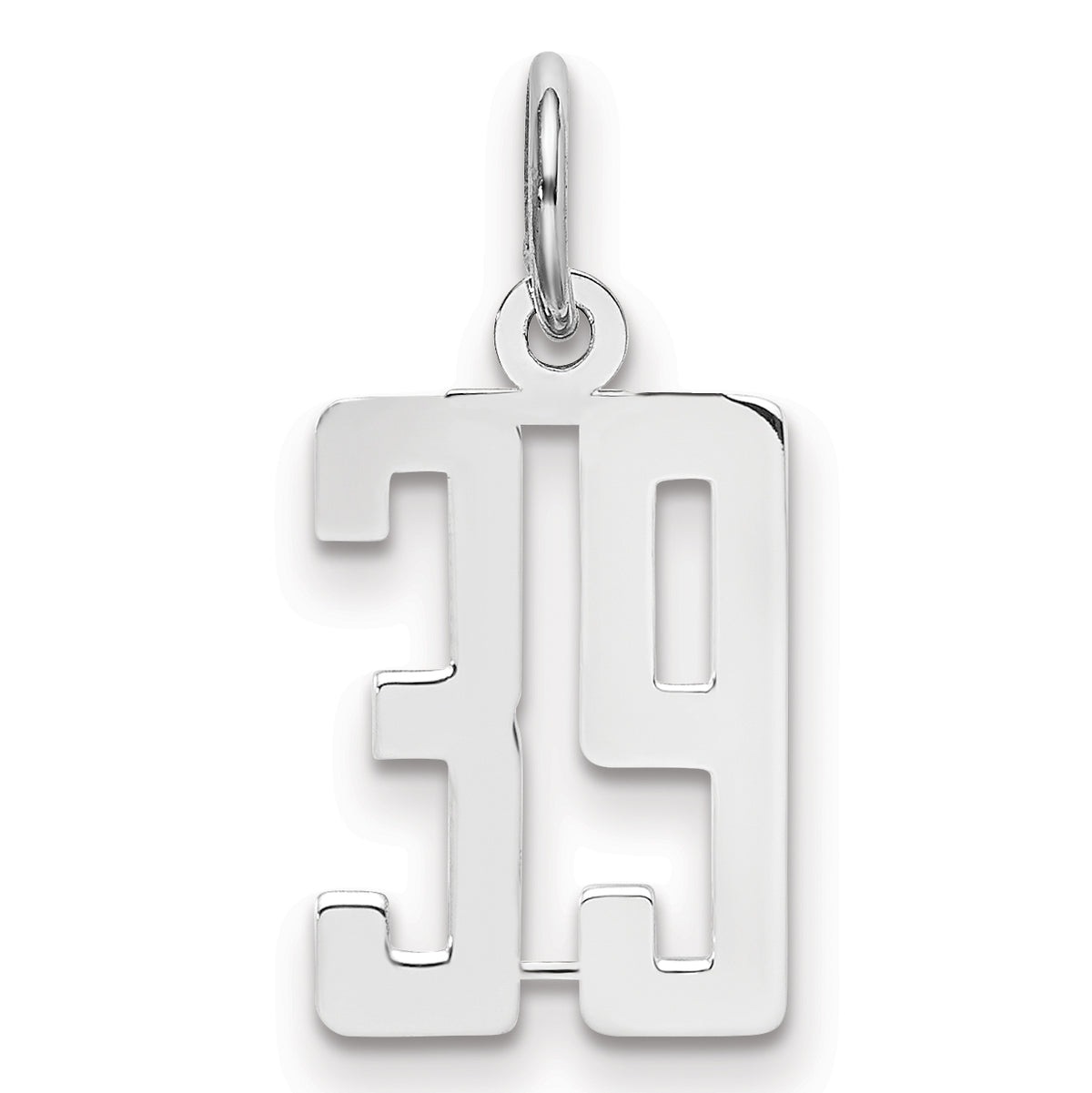 Sterling Silver/Rhodium-plated Elongated Number 39 Charm