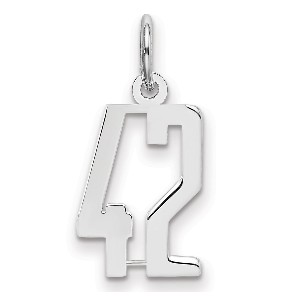 Sterling Silver/Rhodium-plated Elongated Number 42 Charm