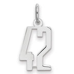 Sterling Silver/Rhodium-plated Elongated Number 42 Charm