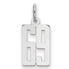 Sterling Silver/Rhodium-plated Elongated Number 69 Charm