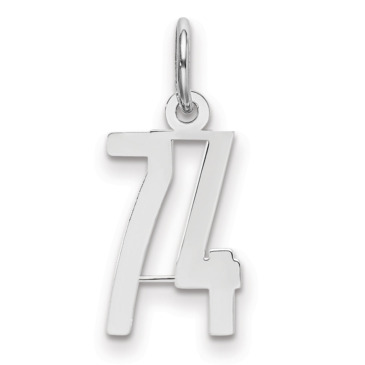 Sterling Silver/Rhodium-plated Elongated Number 74 Charm