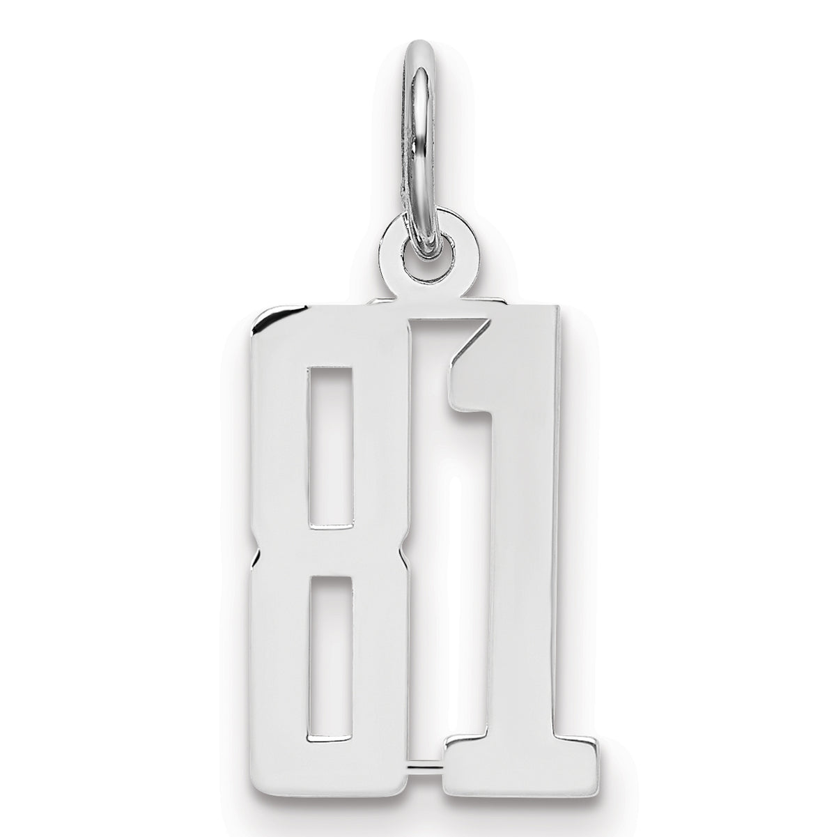 Sterling Silver/Rhodium-plated Elongated Number 81 Charm