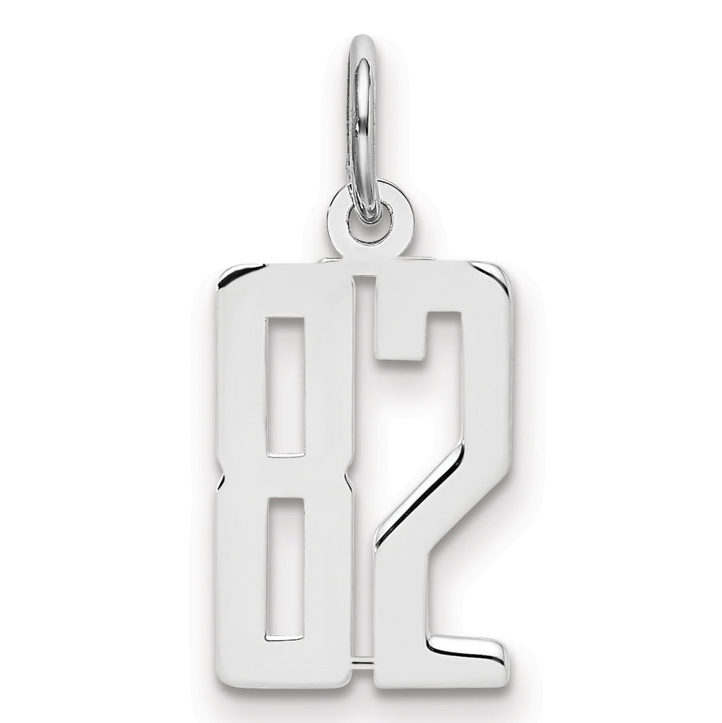 Elongated Number 82 Charm in Sterling Silver, 20mm - Sophia Jewelers