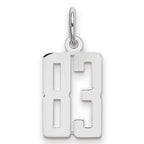 Sterling Silver/Rhodium-plated Elongated Number 83 Charm