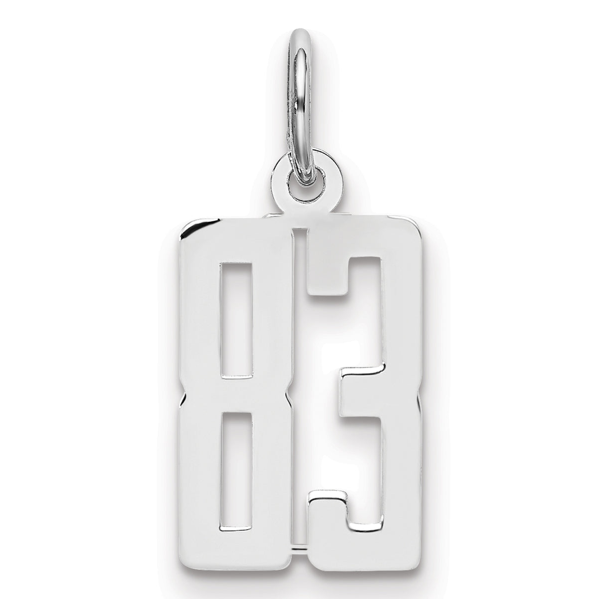 Sterling Silver/Rhodium-plated Elongated Number 83 Charm