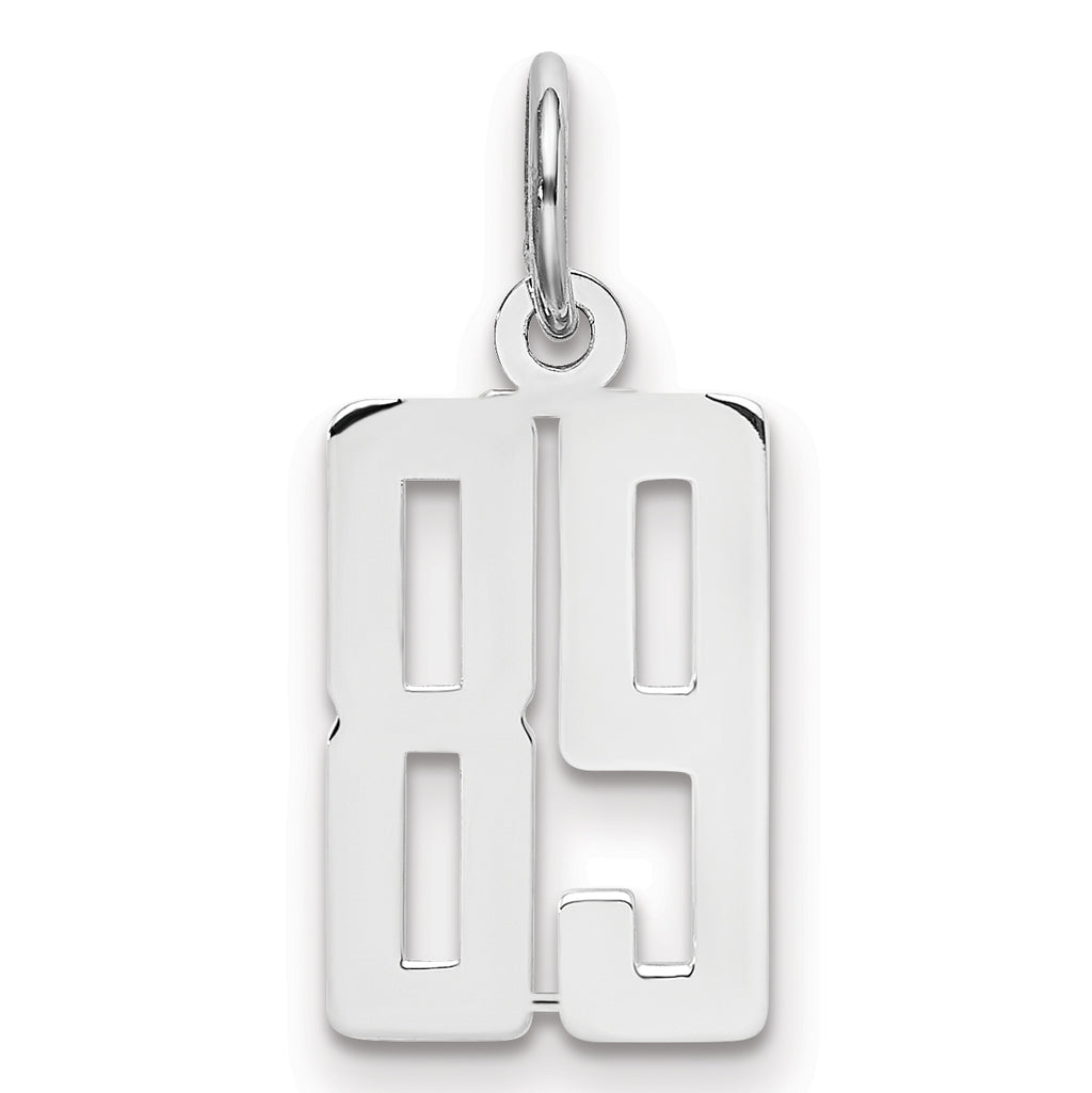 Sterling Silver/Rhodium-plated Elongated Number 89 Charm