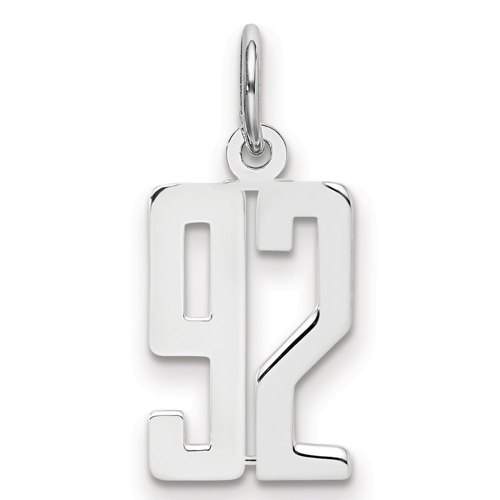 Sterling Silver/Rhodium-plated Elongated Number 92 Charm