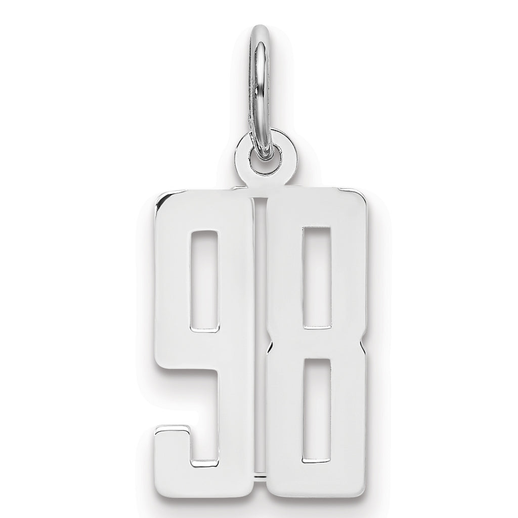 Sterling Silver/Rhodium-plated Elongated Number 98 Charm