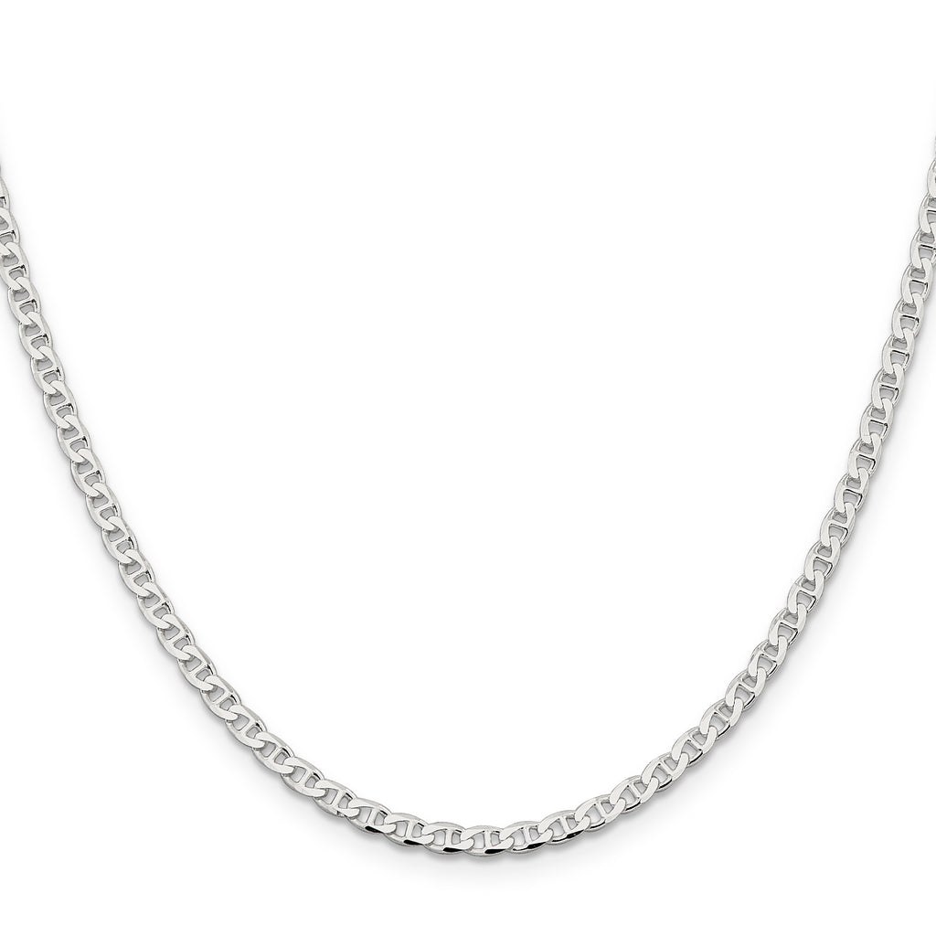 Sterling Silver 3.15mm Diamond-Cut Flat Anchor Curb Chain Anklet
