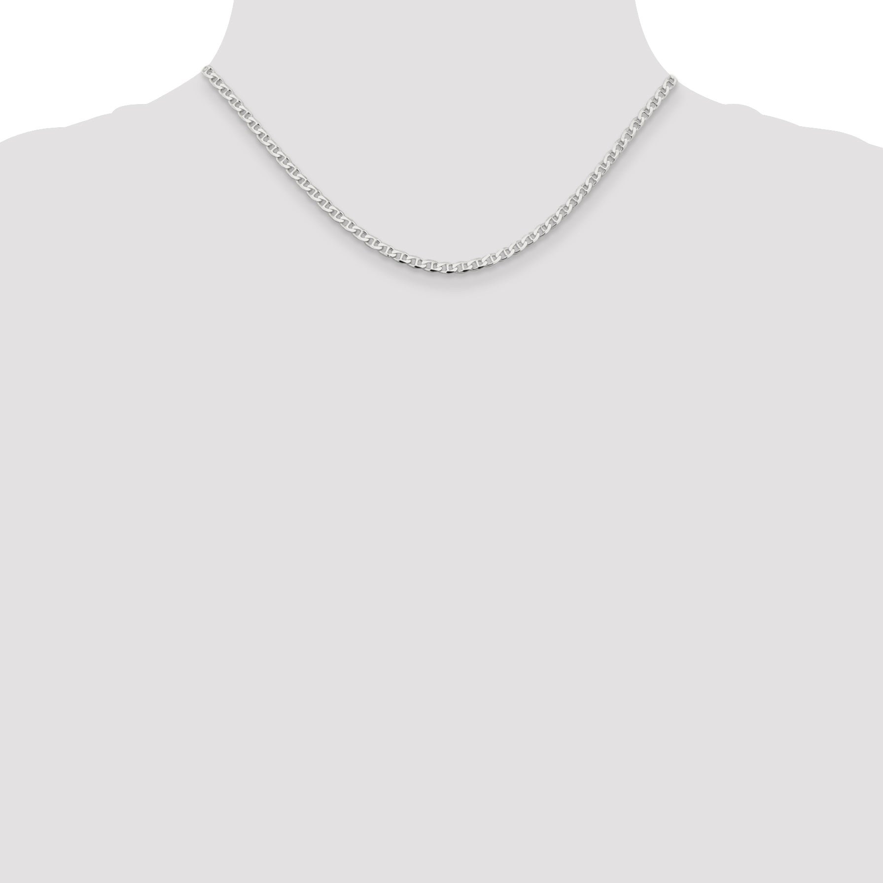 Sterling Silver 3.15mm Diamond-Cut Flat Anchor Curb Chain Anklet