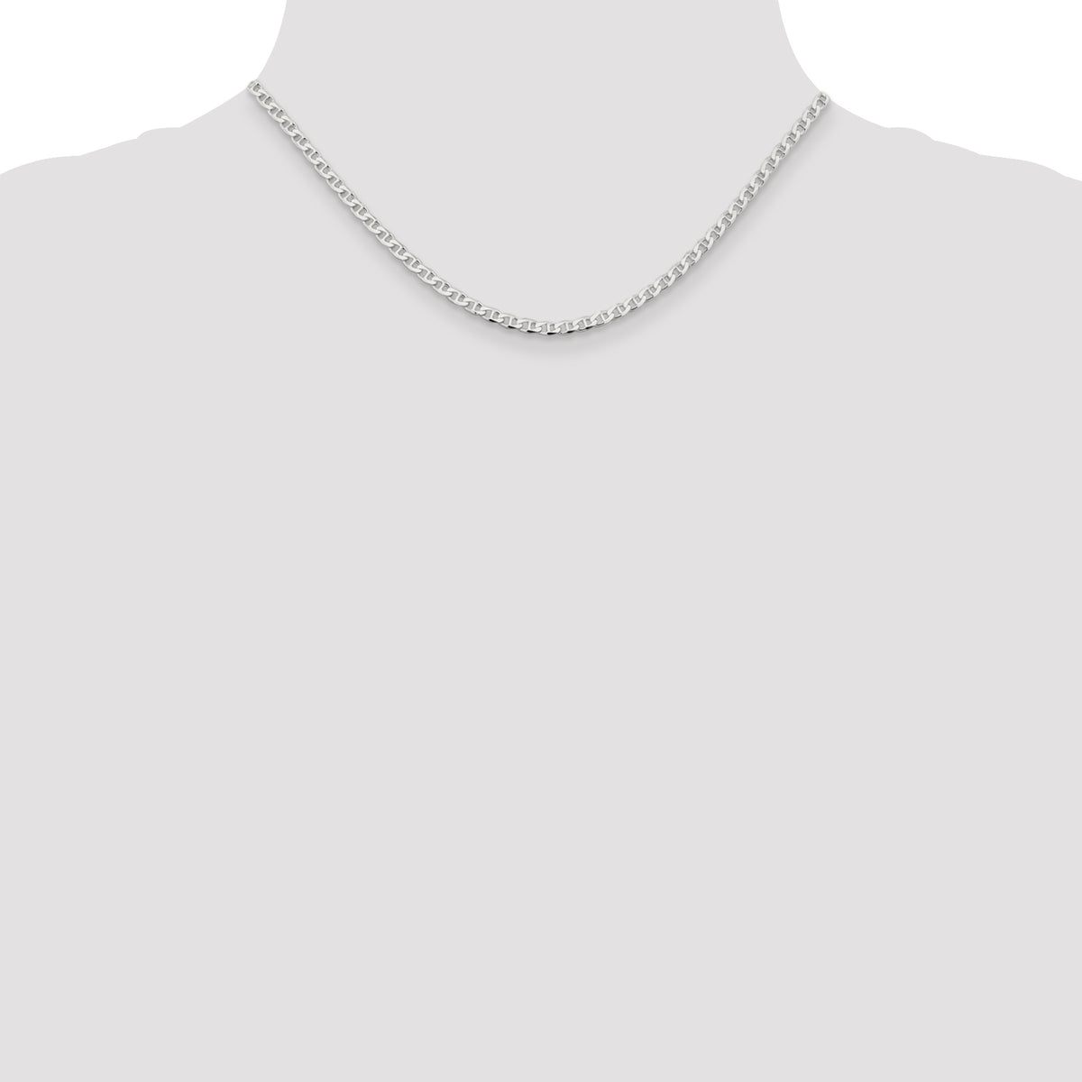 Sterling Silver 3.15mm D/C Flat Anchor Curb Chain