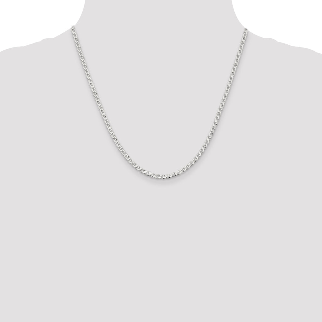Sterling Silver Diamond-Cut Anchor Chain Necklace 3.15mm