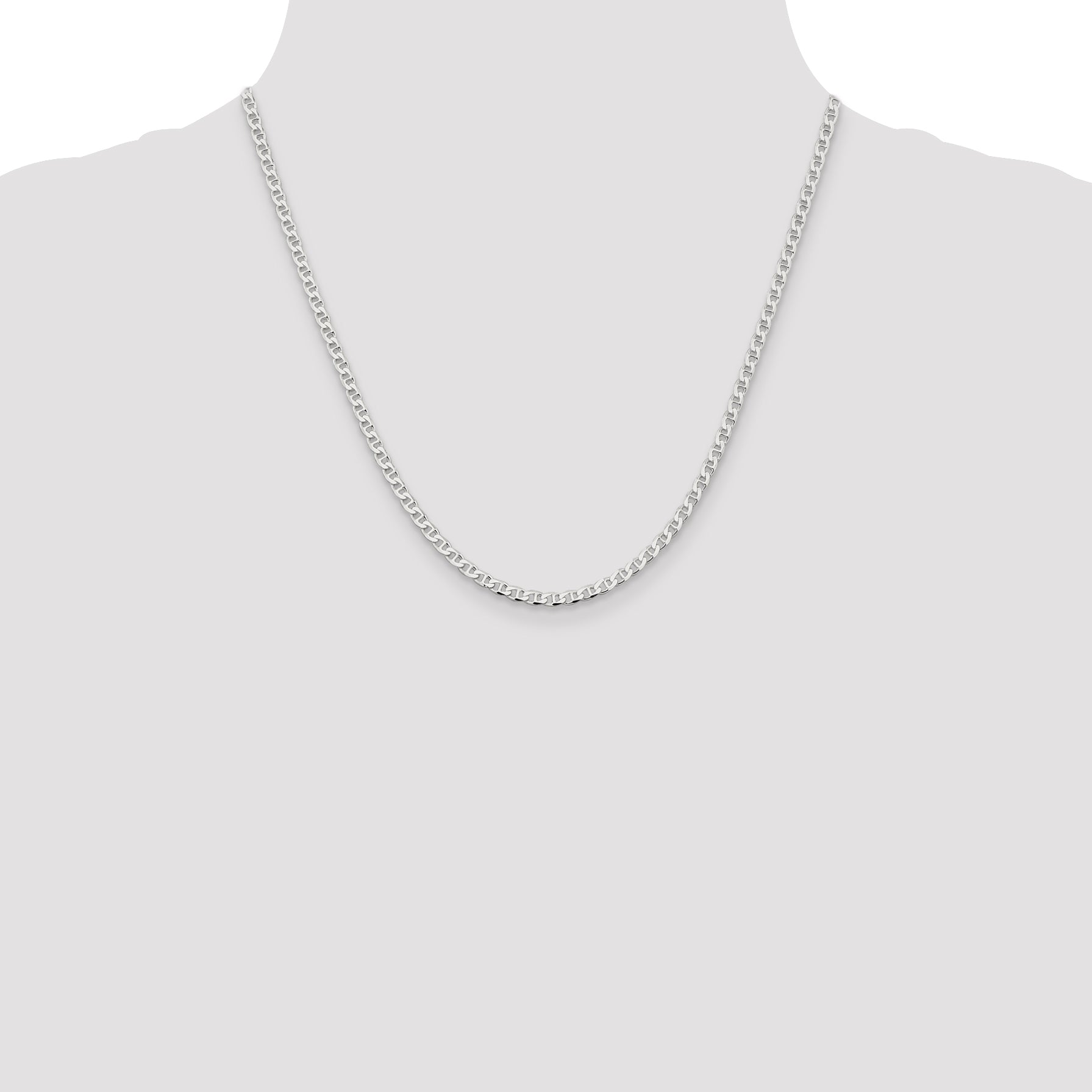 Sterling Silver Diamond-Cut Anchor Chain Necklace 3.15mm