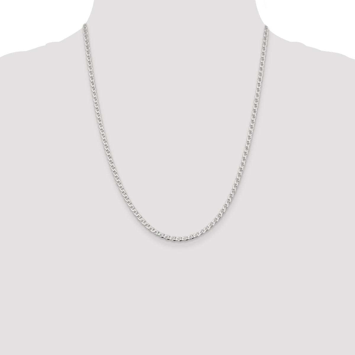 Sterling Silver 3.15mm D/C Flat Anchor Curb Chain