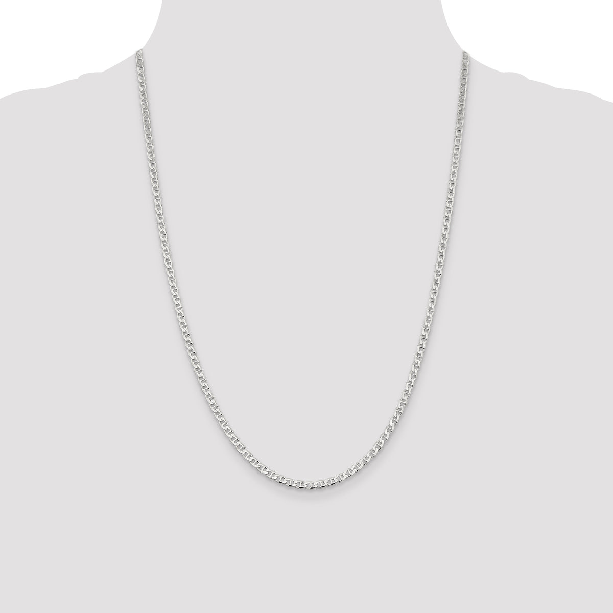 Sterling Silver 3.15mm D/C Flat Anchor Curb Chain