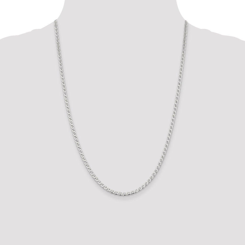 Sterling Silver 3.15mm D/C Flat Anchor Curb Chain