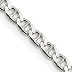 Sterling Silver 3.15mm Diamond-Cut Flat Anchor Curb Chain Anklet