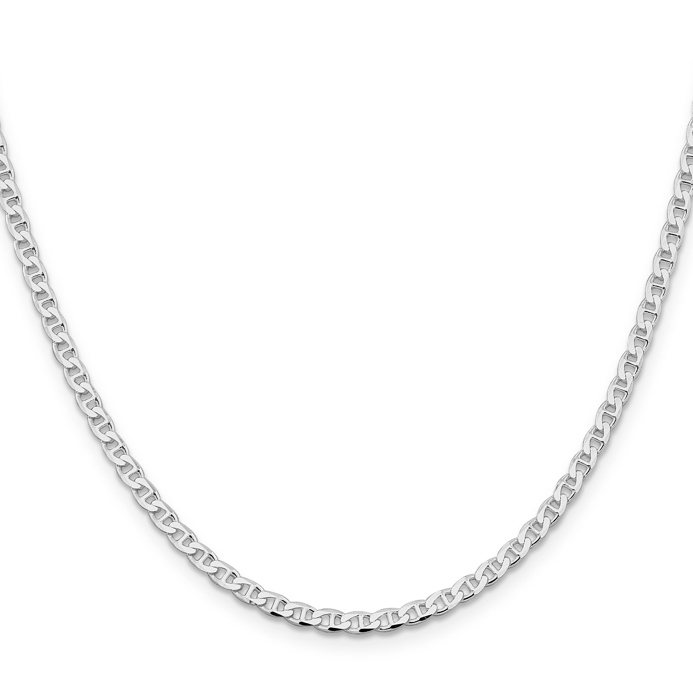 Sterling Silver Rhodium-plated 3.15mm D/C Flat Anchor Curb Chain