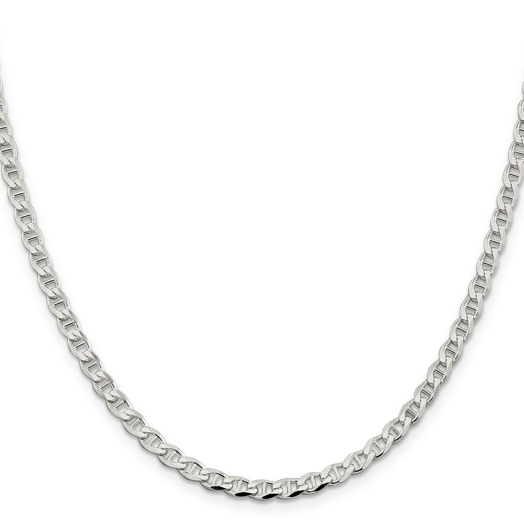 Sterling Silver 4.0mm Diamond-Cut Flat Anchor Curb Chain