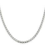 Sterling Silver 4.0mm Diamond-Cut Flat Anchor Curb Chain