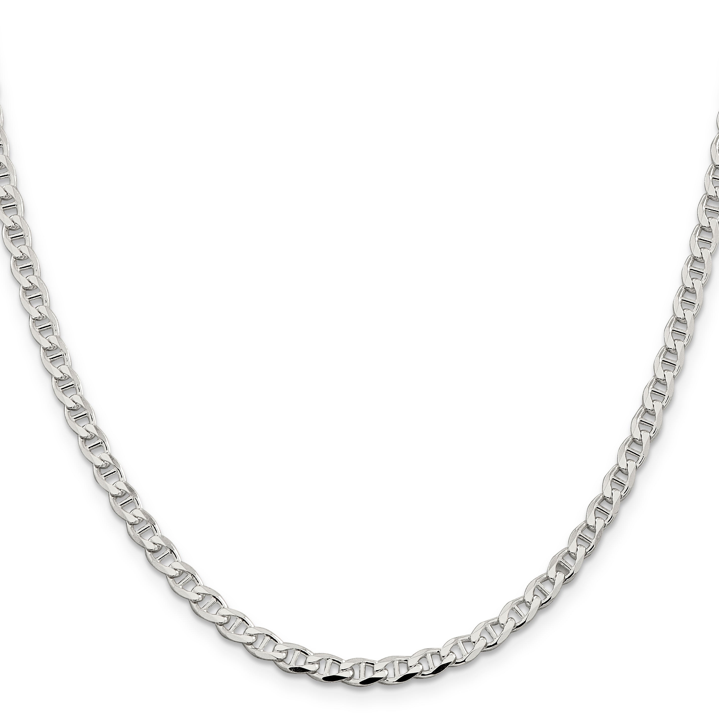 Sterling Silver 4.0mm Diamond-Cut Flat Anchor Curb Chain
