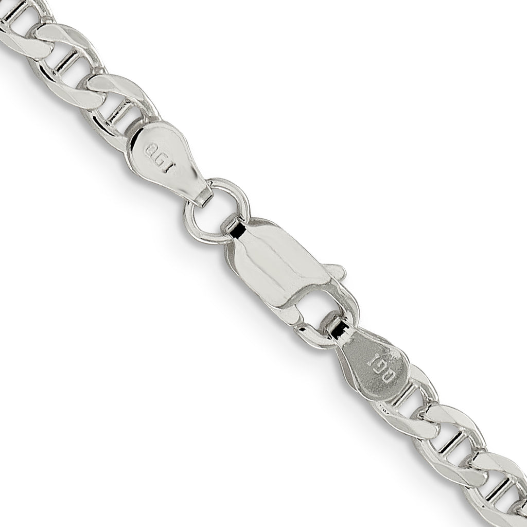 Sterling Silver 4.0mm Diamond-Cut Flat Anchor Curb Chain