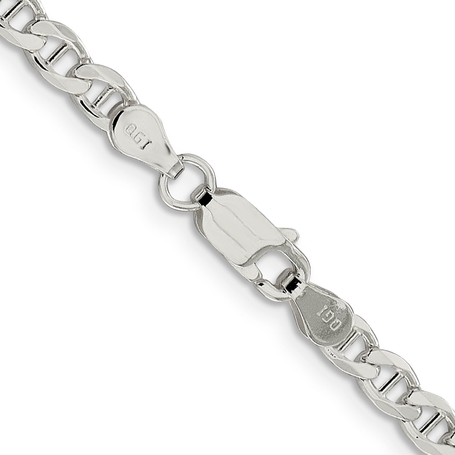Sterling Silver 4.0mm Diamond-Cut Flat Anchor Curb Chain