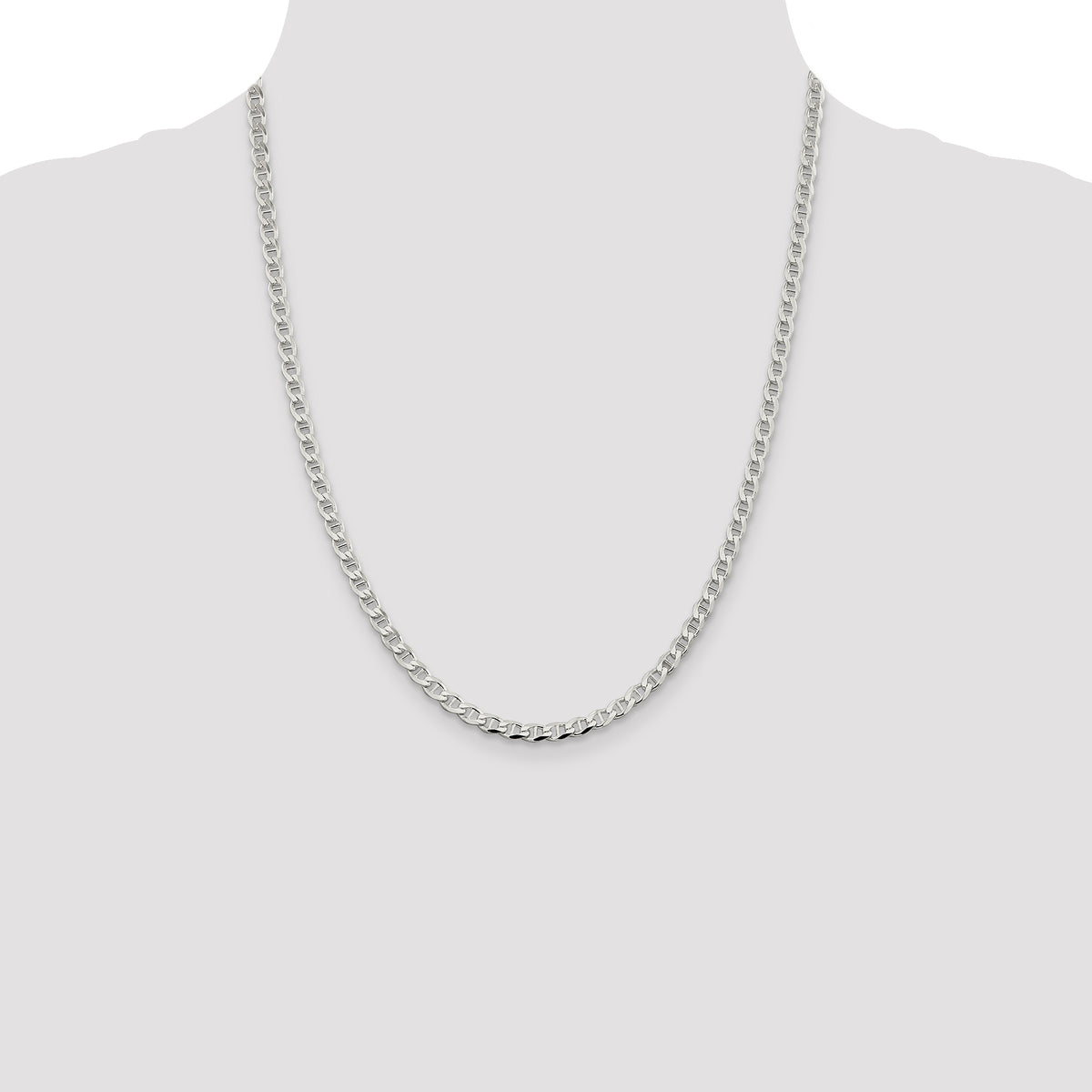 Sterling Silver 4.0mm D/C Flat Anchor Curb Chain