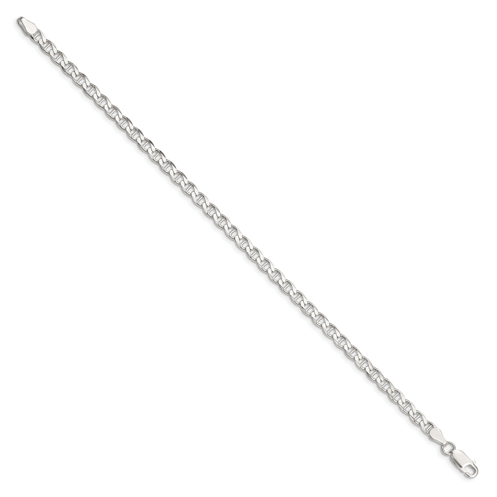 Sterling Silver 4.0mm Diamond-Cut Flat Anchor Curb Chain