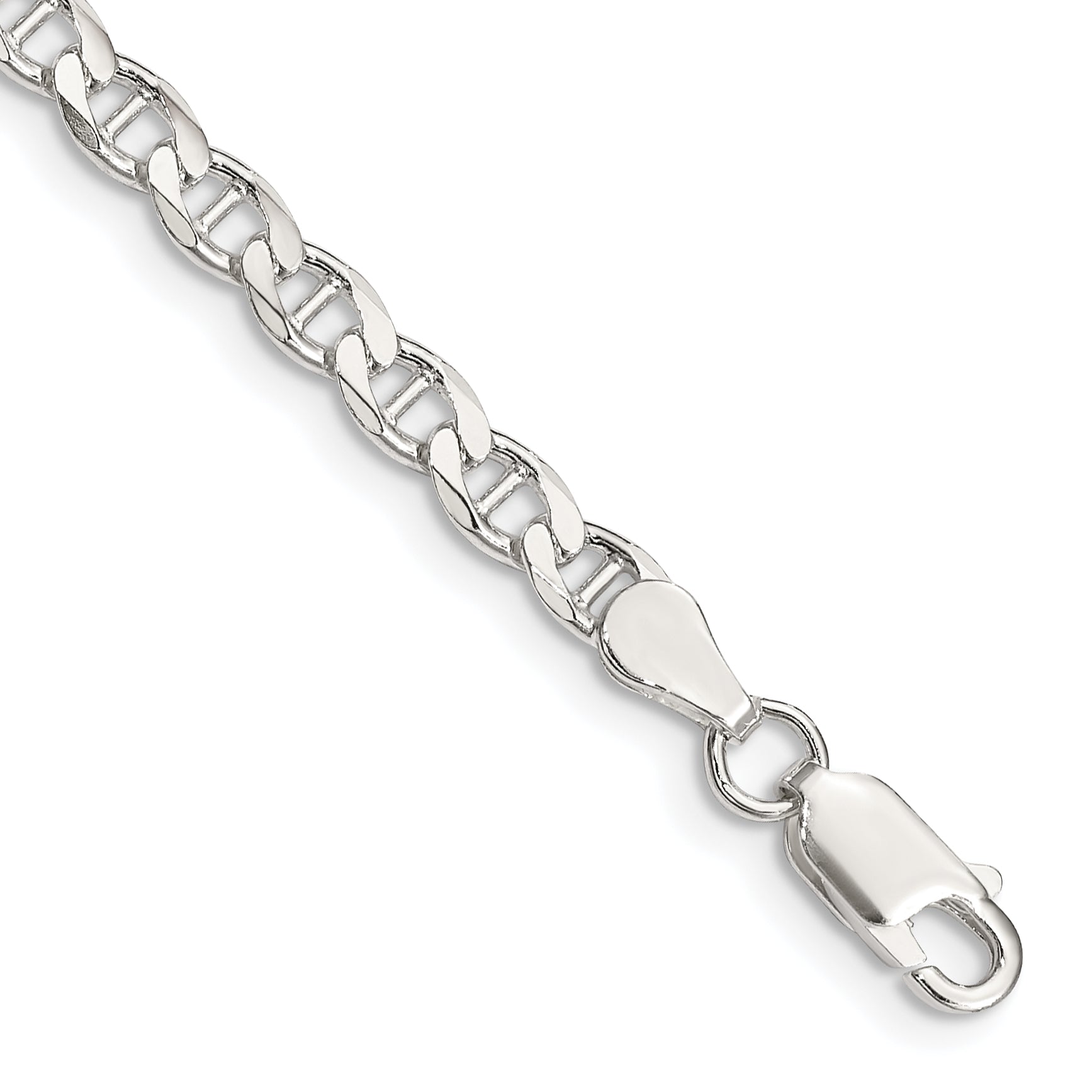 Sterling Silver 4.0mm Diamond-Cut Flat Anchor Curb Chain