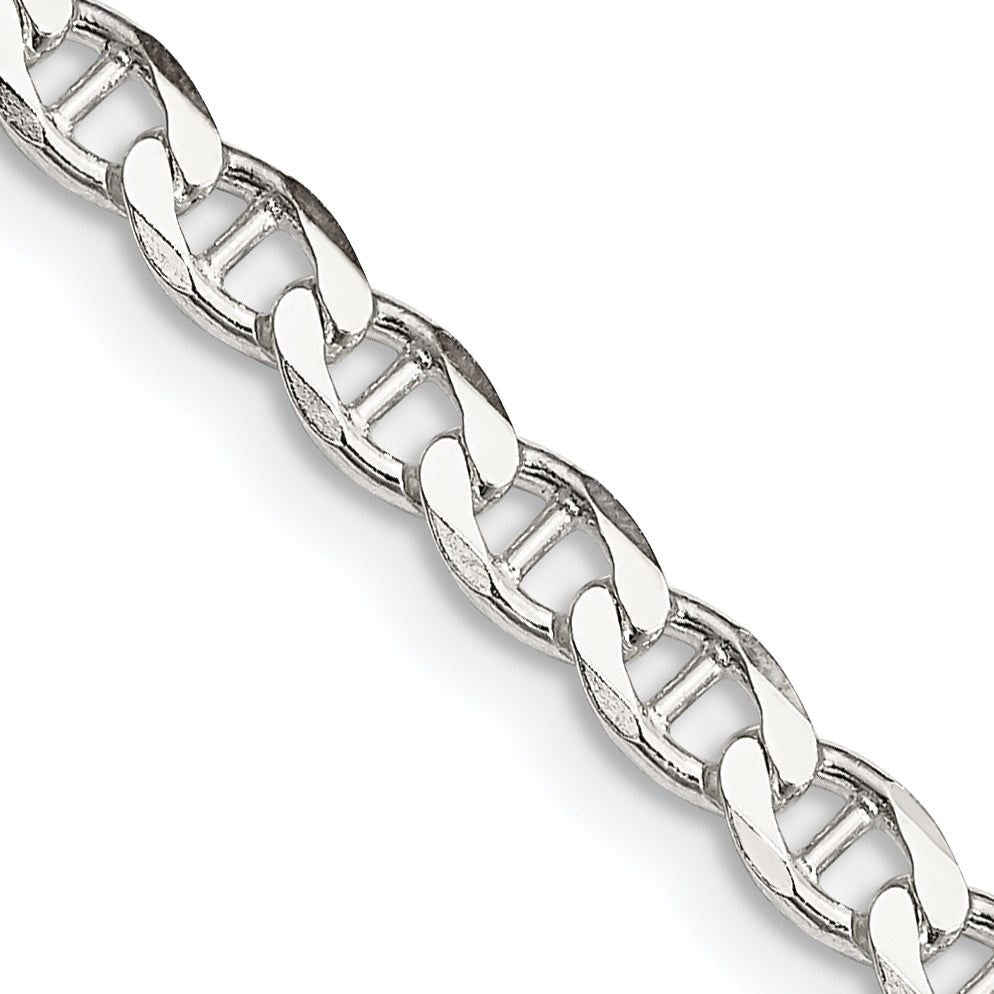 Sterling Silver 4.0mm Diamond-Cut Flat Anchor Curb Chain
