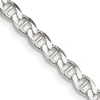 Sterling Silver 4.0mm Diamond-Cut Flat Anchor Curb Chain