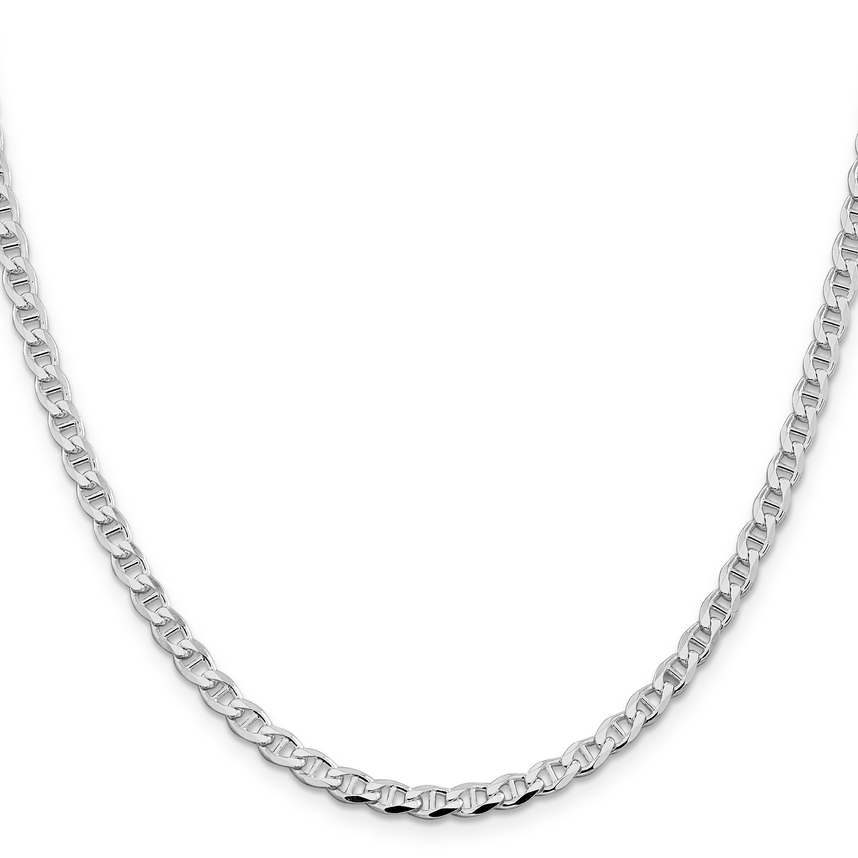 Sterling Silver Rhodium-plated 4.0mm D/C Flat Anchor Curb Chain