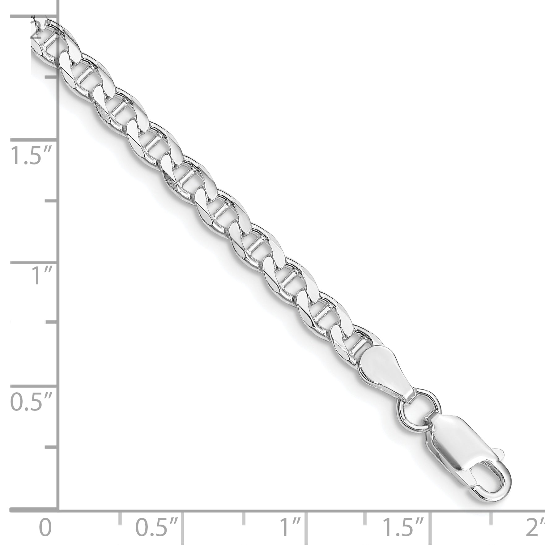 Sterling Silver Rhodium-plated 4.0mm D/C Flat Anchor Curb Chain