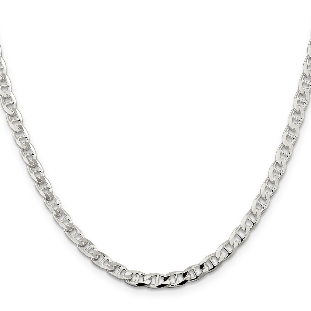 Sterling Silver 4.65mm Diamond-Cut Flat Anchor Curb Chain