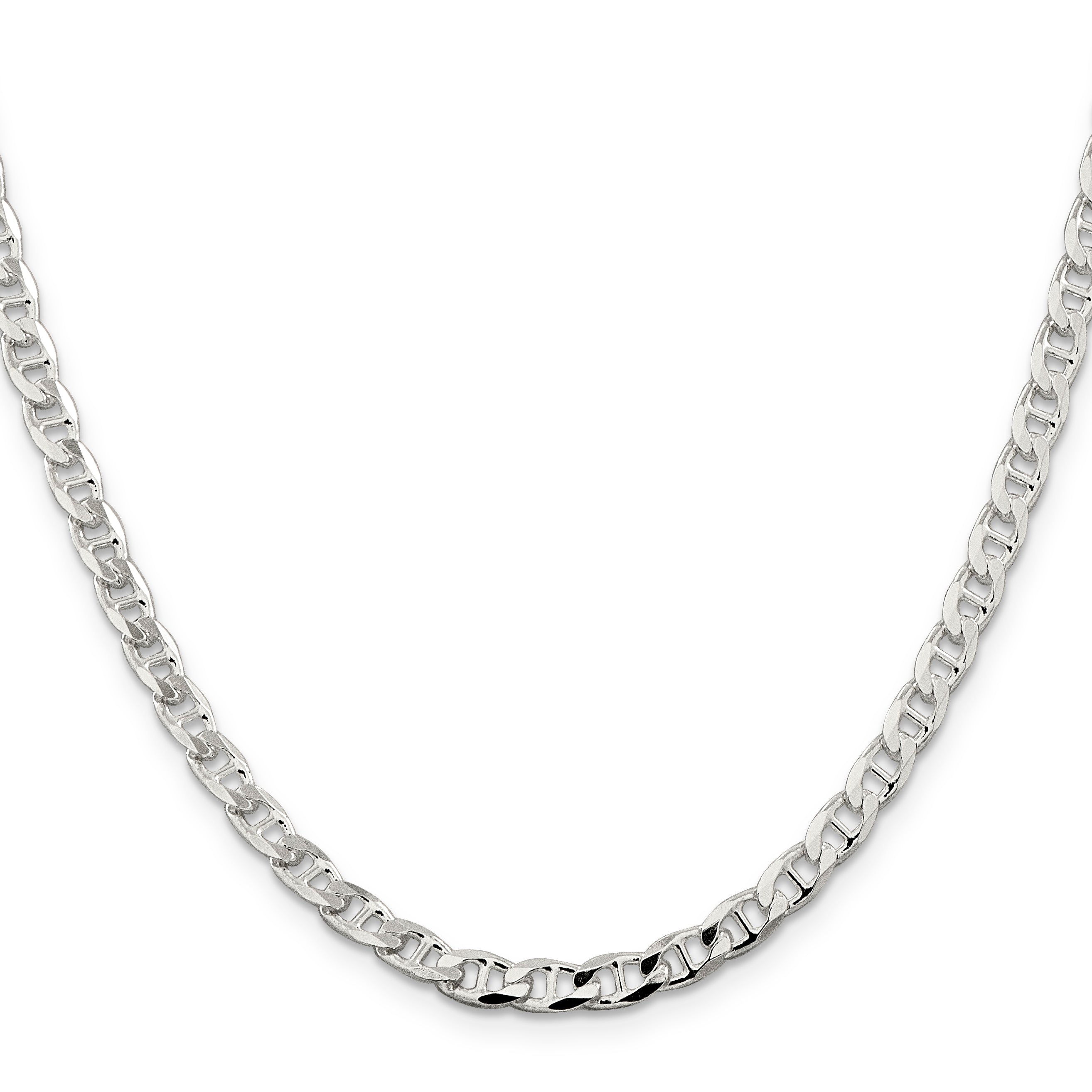 Sterling Silver 4.65mm Diamond-Cut Flat Anchor Curb Chain