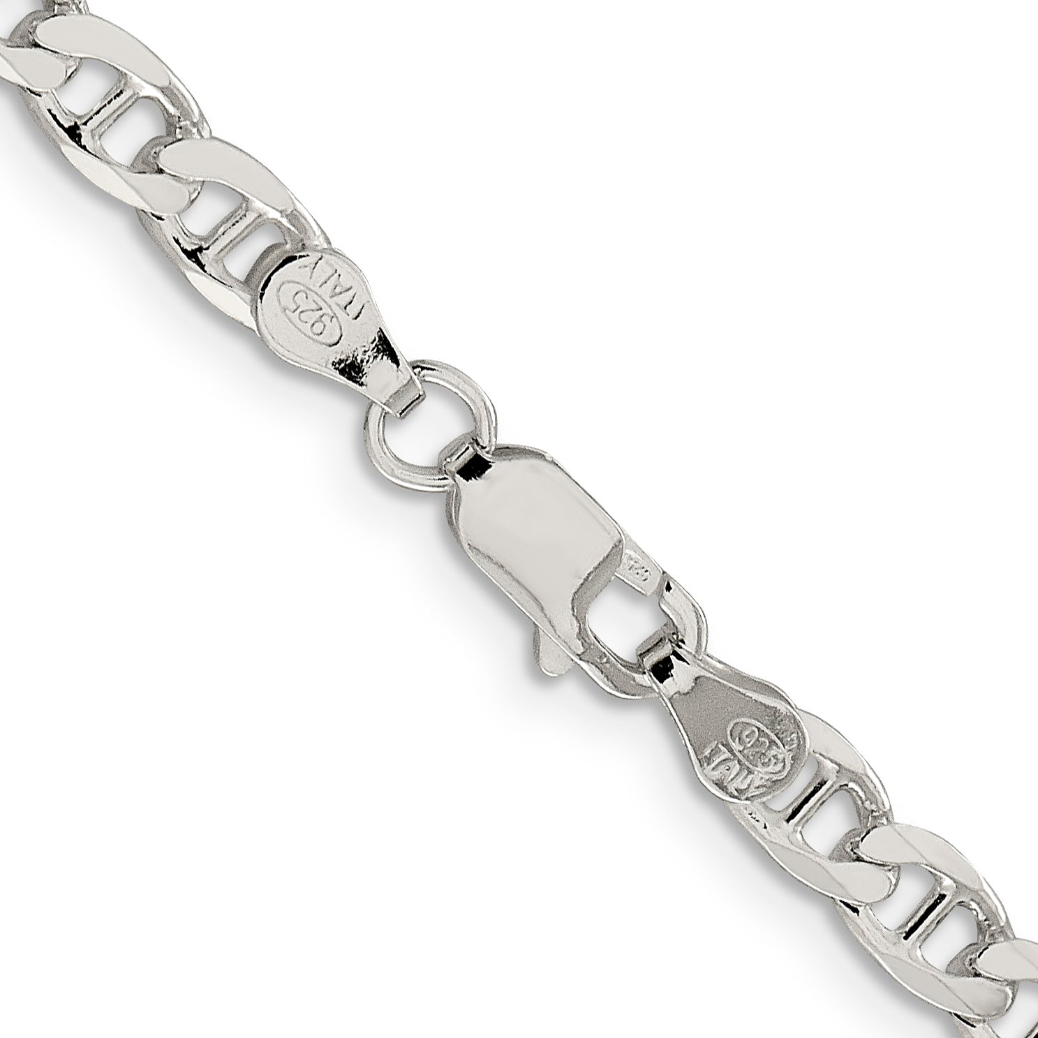 Sterling Silver 4.65mm Diamond-Cut Flat Anchor Curb Chain