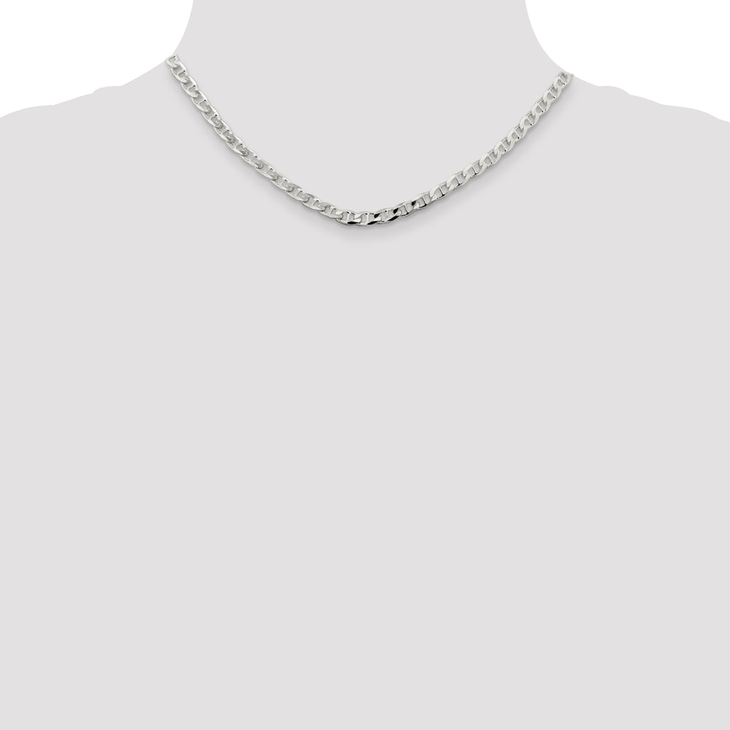 Sterling Silver 4.65mm Diamond-Cut Flat Anchor Curb Chain