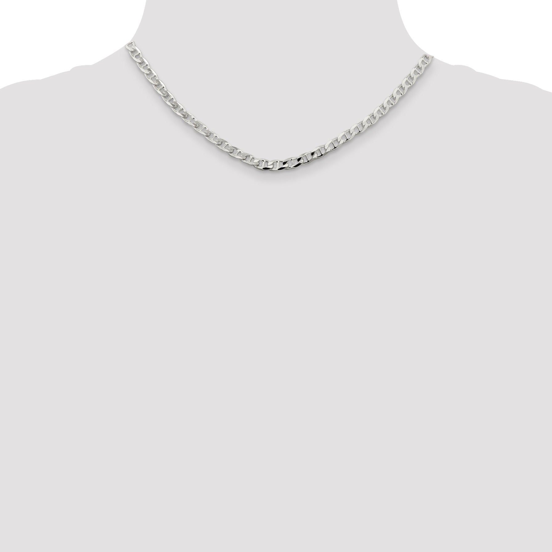 Sterling Silver 4.65mm Diamond-Cut Flat Anchor Curb Chain