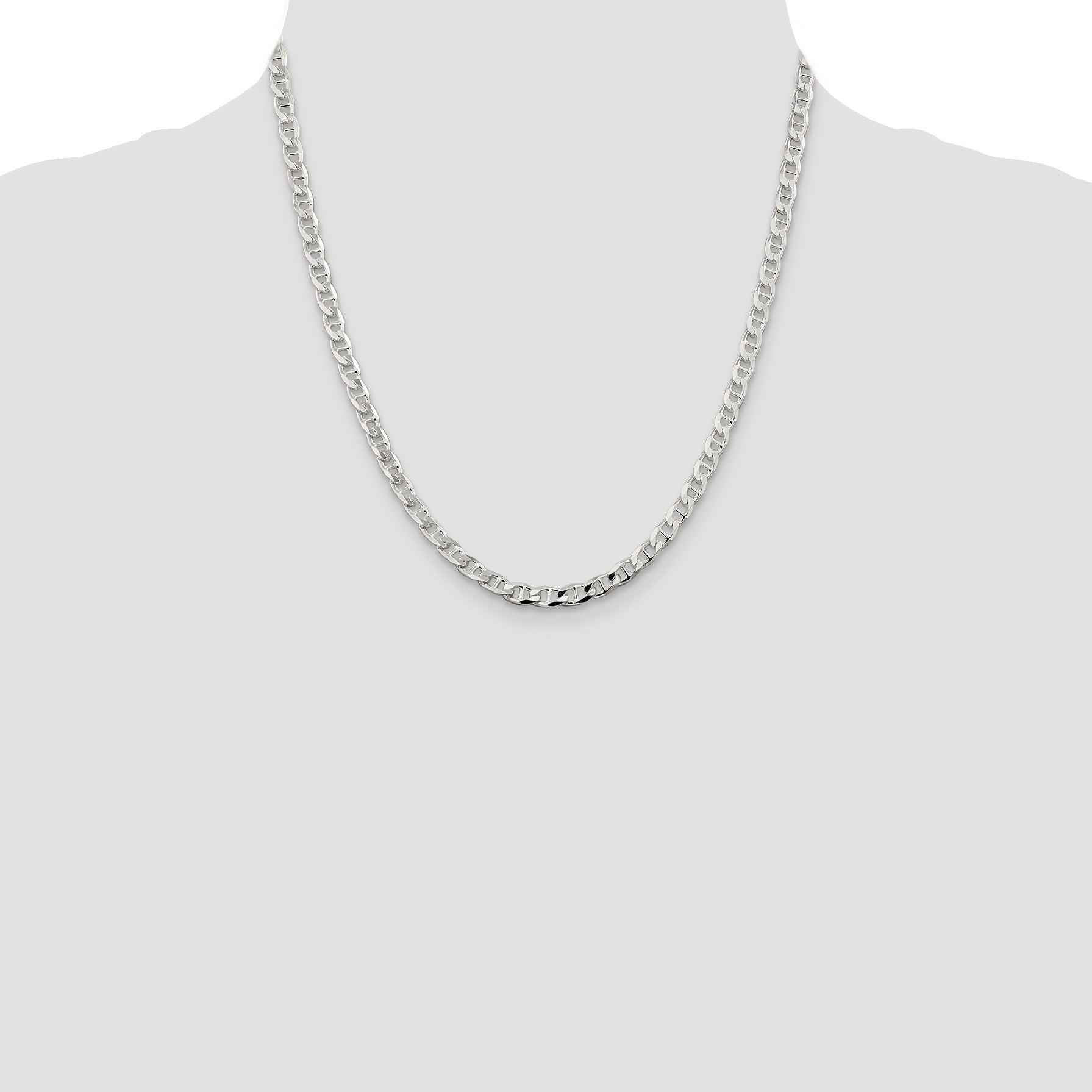 Sterling Silver Diamond-Cut Anchor Chain Necklace 4.65mm