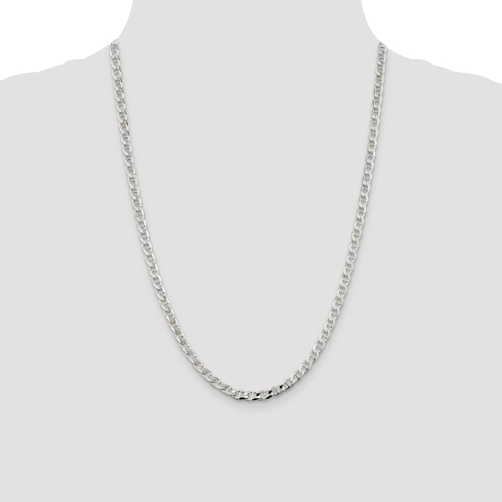Sterling Silver 4.65mm D/C Flat Anchor Curb Chain