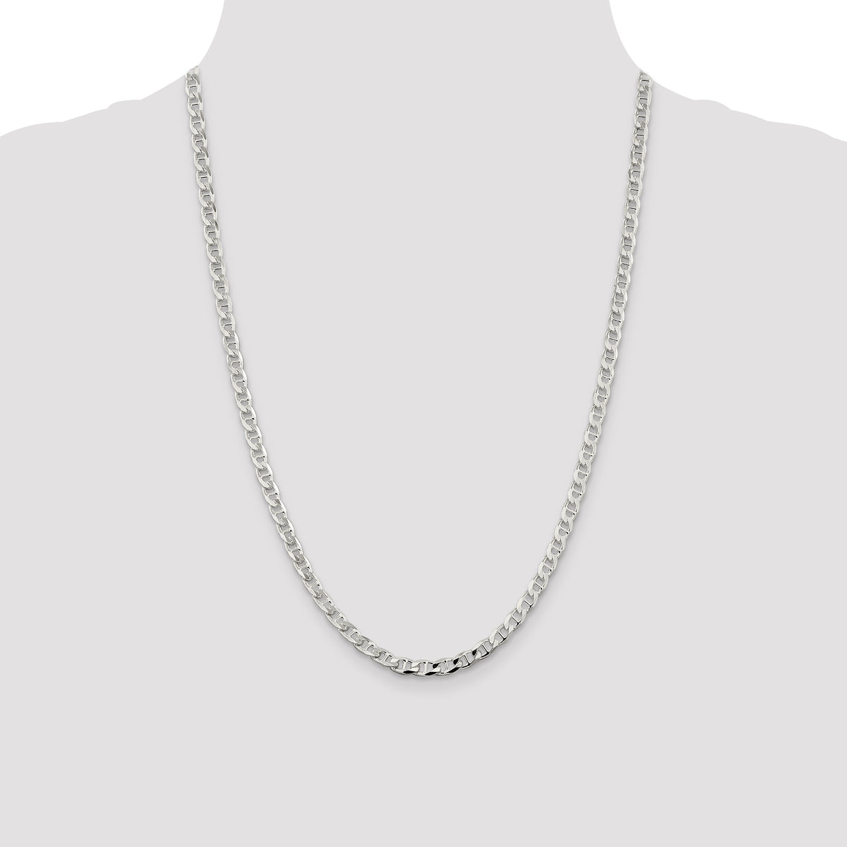 Sterling Silver 4.65mm D/C Flat Anchor Curb Chain