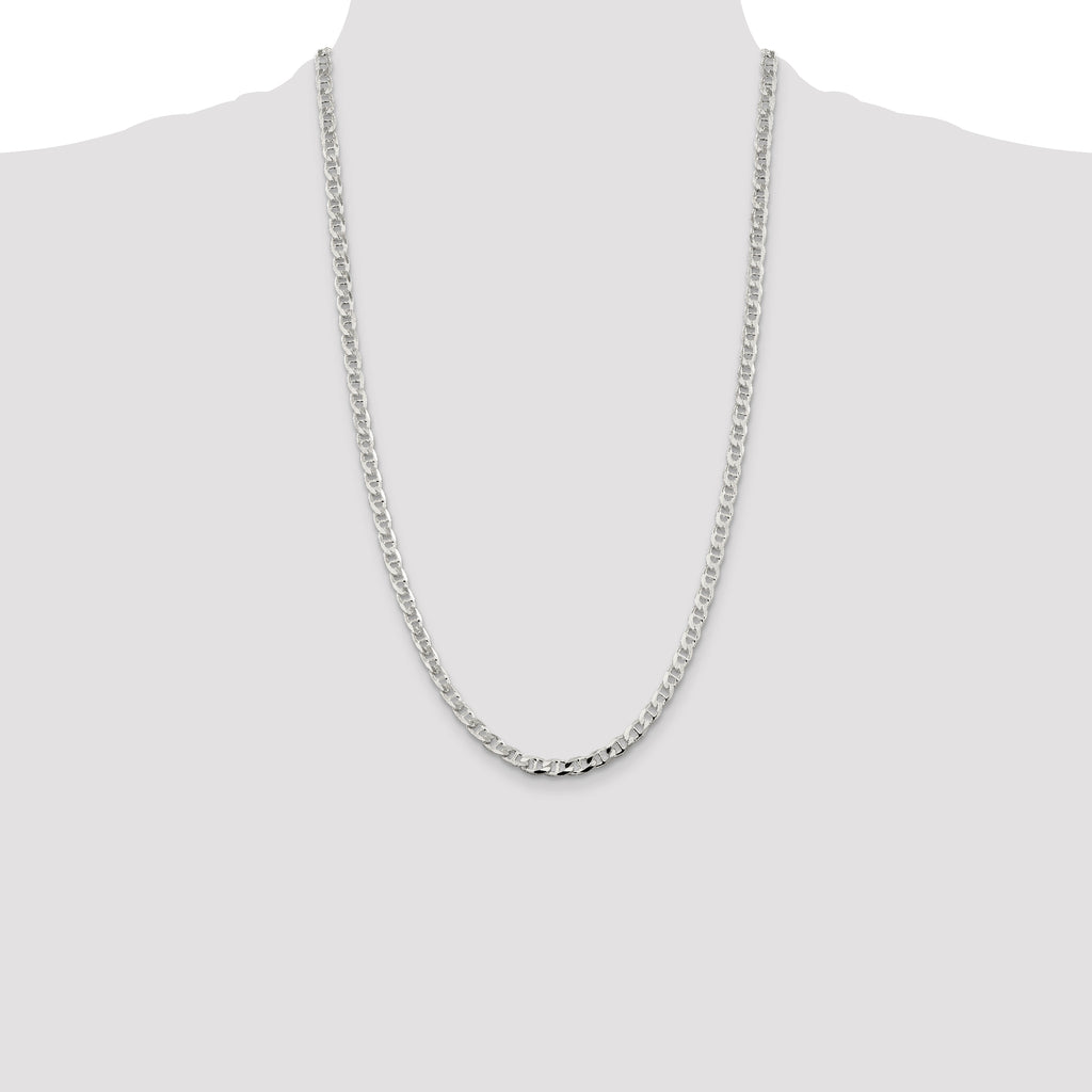 Sterling Silver 4.65mm Diamond-Cut Flat Anchor Curb Chain