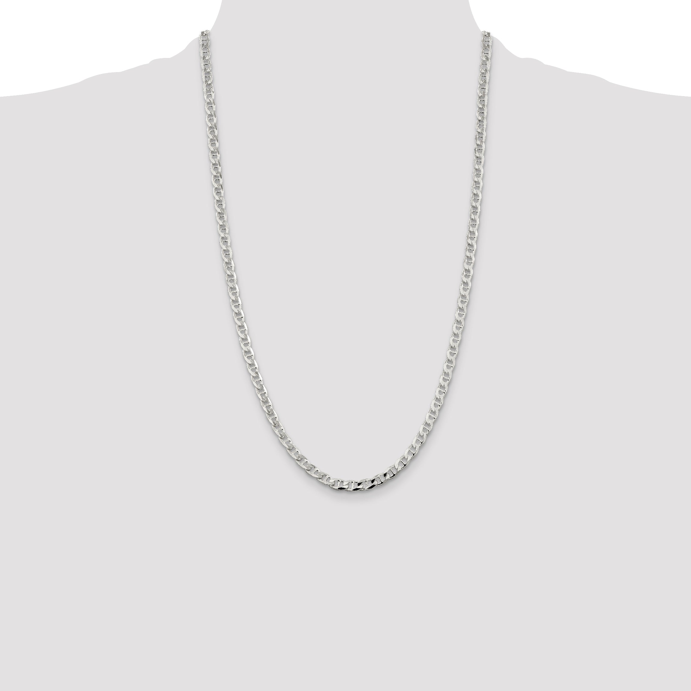 Sterling Silver 4.65mm Diamond-Cut Flat Anchor Curb Chain
