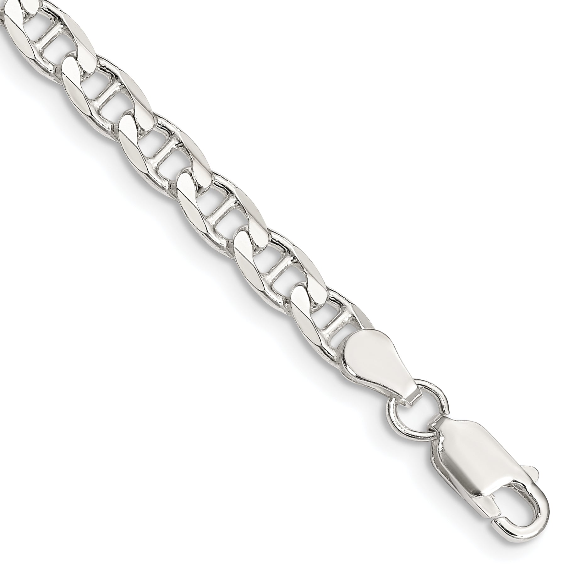 Sterling Silver 4.65mm Diamond-Cut Flat Anchor Curb Chain