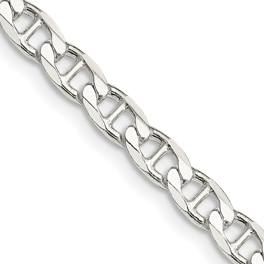 Sterling Silver 4.65mm Diamond-Cut Flat Anchor Curb Chain
